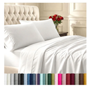 California Design Den Natural 100% Cotton Sheets Queen Size Bed Set - Soft 400 Thread Count Sateen, Queen Sheets, Deep Pockets with All Around Elastic for a Snug Fit, Durable Bedding - White