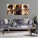 African American Canvas Prints Wall Art Black Woman Man Playing Violin Poster Black Jazz Pictures Wall Decor Musical Instruments Paintings for Music Room Decor Framed(Vintage-1,16L x 24W x 3Pcs)