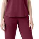 Scrubs for Women Set,Soft Mock Collar Scrub Top & Jogger Scrub Pant,8 Pockets,Relaxed Fit Stretch Nurse Uniform Sets, L