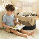 Artfeel 40L Large Cotton Rope Basket, Decorative Woven Blanket Storage for Living Room, Boho Toy Storage & Toy Box for Kids, Versatile Laundry Basket & Nursery Hamper for Blankets(BlackBrown)