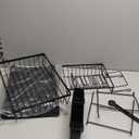 GAXmi Dish Drying Rack Over The Sink Drainer with Drainboard Utensil Holder Cup Holder, 2-Tier Black