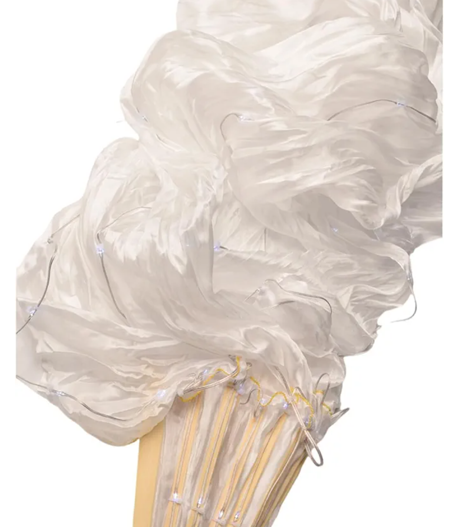 LED Belly Dance Silk Fan Costume 1.8M Long Bamboos Silk Fans Light Up Fan Veil for Women Worship Praise Worship Praise Dance