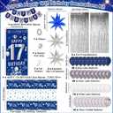 Blue 17th Birthday Decorations for Boys Girls, Happy 17th Birthday Decorations for Men, Navy Blue 17 Birthday Banner, 17 Year Old Boy Bday Party Ballloons Arch Tablecloth Backdrop Star Balloons Decor