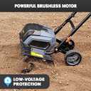 Cordless Garden Tiller Cultivator Compatible with Dewalt 20v Max Battery (Tool Bare) 14.2'' Width 8.7'' Depth 16 Steel Tines, 40V Electric Rototiller Brushless Foldable with Adjustable Wheels