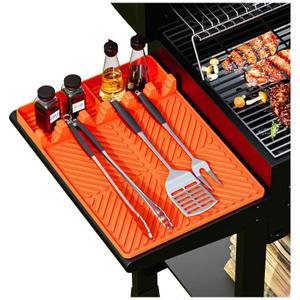 Silicone Grill Mat for Blackstone Barbeque Grill Accessories1611.5 Silicone Griddle Tools with Drip PadSide Shelf Griddle Spatula Utensil Mats for Outdoor Barbeque & Kitchen Countertop (Orange)