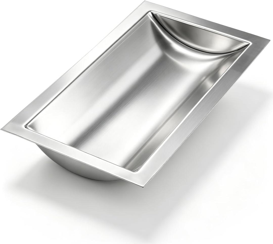 Geetery 18" x 10" Standard Deep Drop-in Deal Tray, Cash Window Tray, Heavy Duty 304 Stainless Steel, Brushed Finish, Countertop Pass-Through for Gas Stations, Banks, Restaurants & Cash Counters