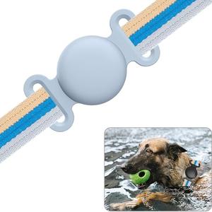 DeKago Waterproof Airtag Dog Collar Holder - Silicone AirTag Mount GPS Tracking Protective Case for Dog & Cat, Fits All Width Collars (Blue), Pack Of 4