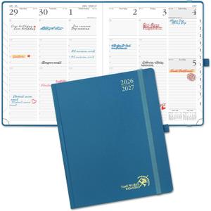POPRUN 2026-2027 Academic Planner, Large Size 8.5" x 10.5", Weekly and Monthly Calendar, July 2026 to June 2027, Hardcover Appointment Book with Vertical Layout, Hourly Time Slots, Monthly Tabs - Night Sky Blue
