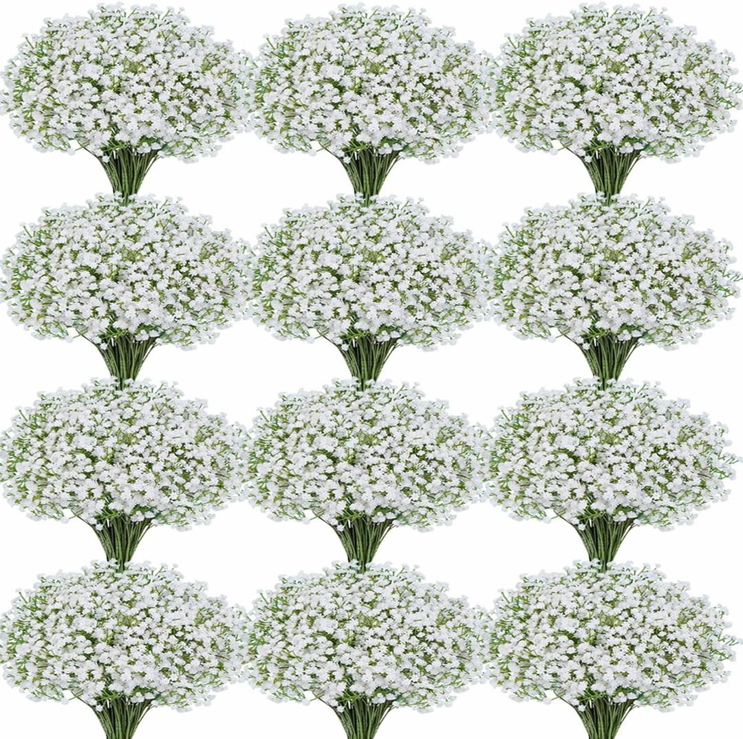 100 Pcs Baby Breath Artificial Flowers, Fake Babys Breath Gypsophila Flowers Bulk, Realistic Artificial Flowers Bouquet Flores Artificiales para Decoracion for Wedding Party Home Decoration