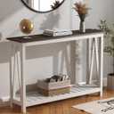 ChooChoo Farmhouse Console Table, Rustic Vintage Narrow Sofa Table for Entryway, Living Room, Hallway, 47 White