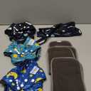 babygoal Reusable Charcoal Cloth Diapers with Double Gussets, 3 Pack Washable Baby Pocket Diapers with 3pcs Charcoal Inserts and Wet Dry Bag(Space,Moon,Star,Rocket)