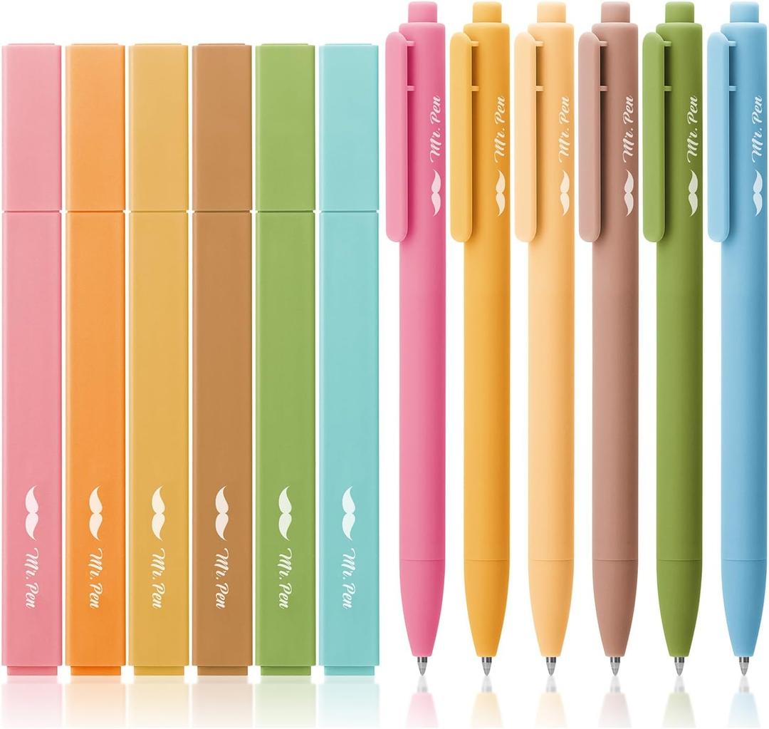 Mr. Pen- Aesthetic Highlighters and Gel Pens, 12 Pack, Bright Colors No Bleed, Colorful Ink, Cute Pens for Bibles (Boho)