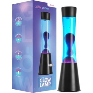 15.43" Cylinder Glow Lamp with Black Base, Blue Liquid and Purple Wax, Novelty Lamp and Home Dcor for Adults, Teens and Kids 15.43" Cylinder Glow Lamp with Black Base, Blue Liquid and Purple Wax, Novelty Lamp and Home Dcor for Adults, Teens and Kids