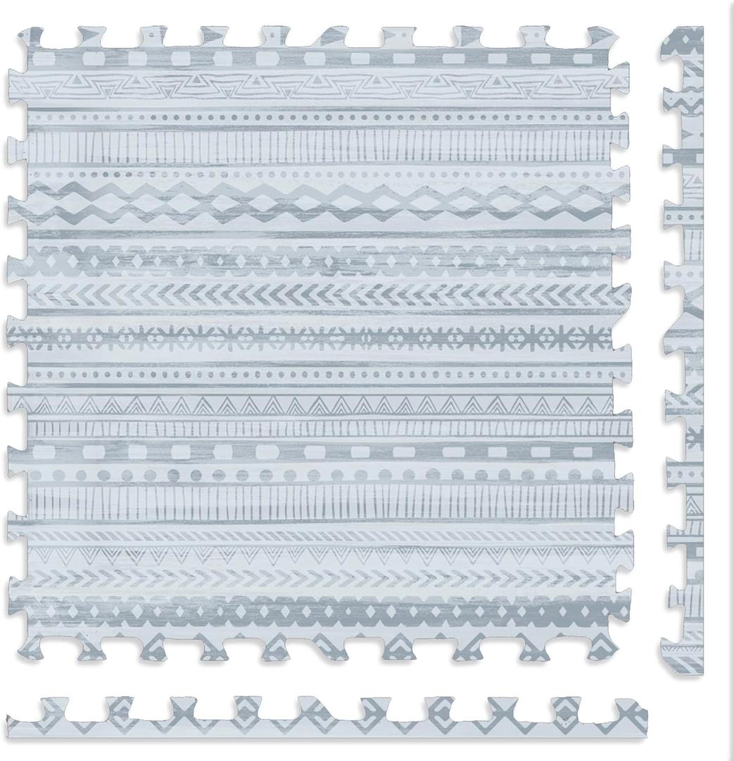Play Platoon Non-Toxic Large Kids Play Mats for Floor, 9 Tile 72 x 72 inch - Extra-Thick Foam Tiles, 24 x 24 inch Puzzle Mat Pieces, Neutral Playmat Rug for Toddler & Childrens Playroom - Acadia Print
