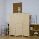 3 Panel Short Panel Divider Screen,3.95 FT Tall Bamboo Room Divider Folding Privacy Screen,Short Panel Divider Freestanding Room Divider for Room Seperation,Beige