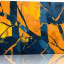 Orange Abstract Wall Art Nave Blue Modern Abstract Wall Decor for Living Room Large Abstract Artwork Prints on Canvas Color Block Painting for Bedroom Home Office Decorations(36"x24")