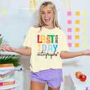 Last Day of School Teacher Shirt: Womens Last Day Autographs 2025 T-Shirt School Graduation Casual Short Sleeve Top (Yellow, XL)