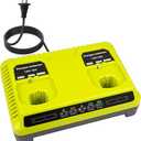 2 Ports P117 Replacement Dual Charger for 18V Battery ONE+ P117 P118 12V-18V Max Li-Ion NiCd NiMh Battery