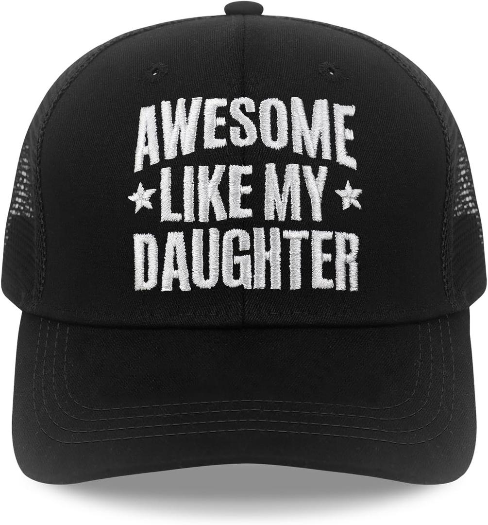 Awesome Like My Daughter Hat, Birthday for Papa, Stepdad, Grandpa Black (Black)
