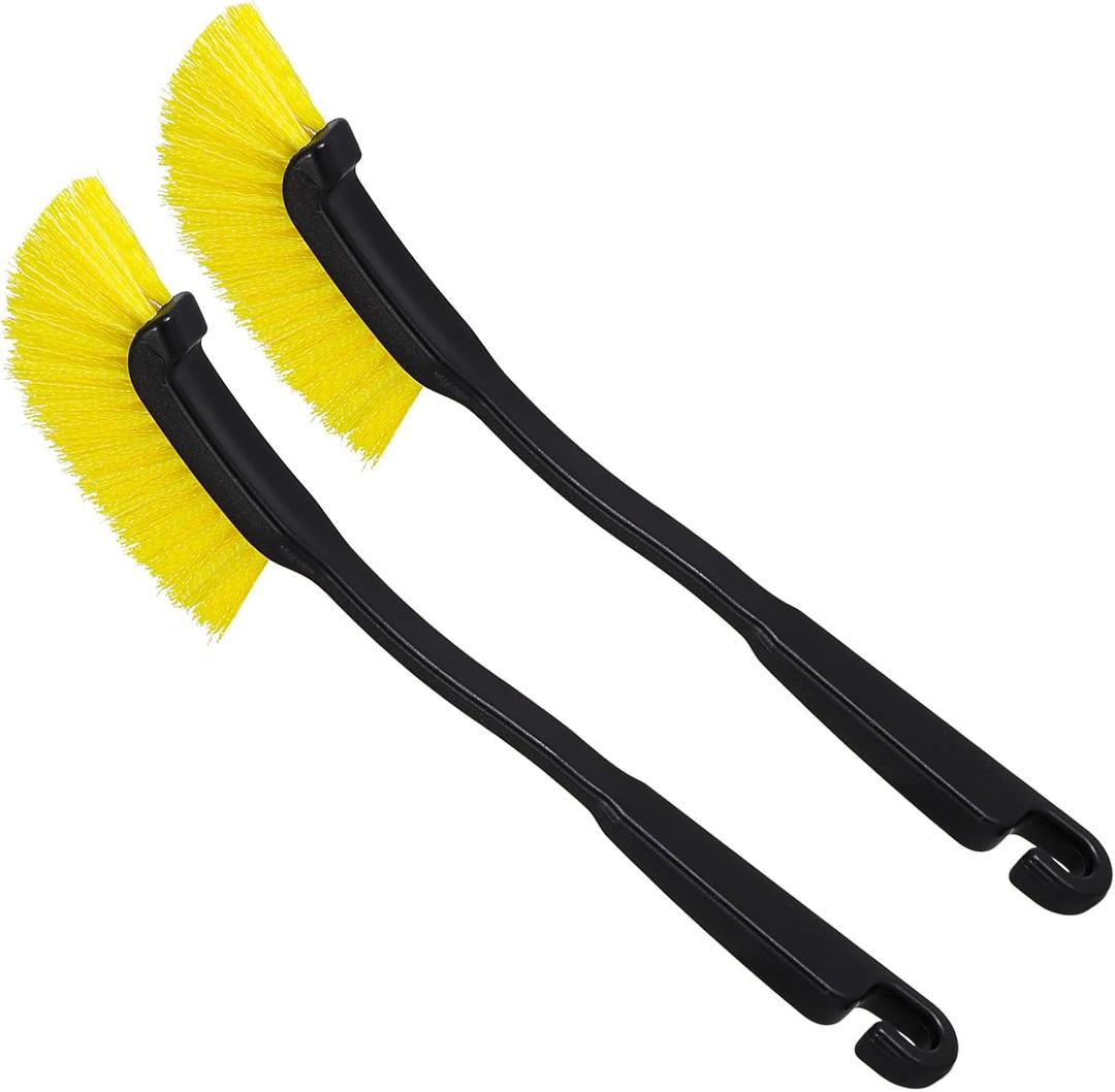 11 Inch Car Wash Brush with Long Handle,2 Pcs Wheel Brush with Black and Yellow Brush Wire,Car Detailing Brush Wheel Cleaner Brush Detailing Brush for Cars