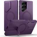 SURITCH for Samsung Galaxy S24 Ultra Phone Case, Magnetic Protective Cover with Camera Cover & Adjustable Metal Kickstand for Galaxy S24 Ultra (2024)-Dark Purple