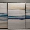 Framed Abstract Coastal Wall Art for Living Room, Large Blue Coastal Landscape Decor, 3 Piece Minimalist Beach Ocean Painting Artwork for Walls, Canvas Prints for Bedroom Hallway Wall Decor, 24x36 In, 24" W x 36" H x 3Pcs