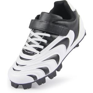 CAMVAVSR Unisex-Child Baseball Cleats Kids Softball Shoes for Boys Girls Rubber Molded Little Children Big Youth Sneakers Easy to Wear Sports Footwear (Black)