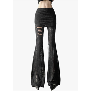 Gothic Bottom Pants for Women Punk Wide Leg Rave Goth Disco Festival L