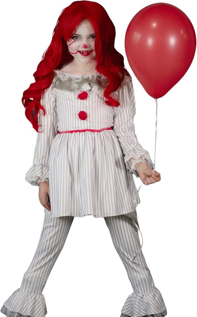 fioukiay Girls Halloween Outfits Toddler Girl Halloween Clothes Little Kids Halloween Dress Clothing Pants Sets (2-3T, Stripe Grey)