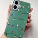 Christmas Lights Phone Case Compatible with iPhone 17, Cute Green Christmas Holiday Phone Cover for iPhone 17