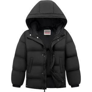 WULFUL Kids Boy's Winter Coat Hooded Puffer Windbreaker Warm Cotton Jacket Parka Down Outdoor Coats (Blue, S)