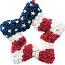 18 Inch Patriotic Red White Blue Large Square Shape Flower Wreath for Front Door, Forth of July American Flag Color Soft Touch Floral Wreath for Indoor and Outdoor, Independence Day Home Decor