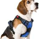 rabbitgoo Dog Harness Medium Sized, No Pull Pet Harness with 3 Buckles, Adjustable Soft Padded Vest with Control Handle, Walking Reflective Pet Vest for Medium Dogs, Blue, M