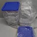 Yungyan 6 Pcs Commercial Clear Food Storage Containers 4 Qt Square Acrylic Airtight Food Storage Containers with Lids for Kitchen Restaurant Pantry Freezer Flour Sugar(Blue)