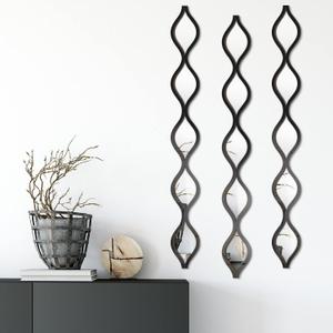 Yulejo Home Mirror, 3 Pcs Acrylic Teardrop Wall Decor, Boho Vintage Mirror for Living Room, Bathroom, Bedroom, 4 x 35.43 inches, Black Edge