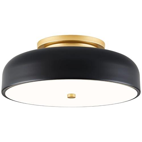 ZUYURT Dimmable Modern LED Ceiling Light,Mid-Century Black and Gold Semi Flush Mount Ceiling Light, with Acrylic Shade, 5CCT 2700K-6000K Ceiling Lamp for Laundry Room Hallway Bedroom Kitchen, 11.8in