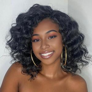 Leeven 10 Inch Pre Looped Ocean Wave Crochet Hair 8 Packs Black Short Curly Crochet Hair Boho Ocean Braids Pre Twisted Synthetic Deep Wavy Crochet Hair for Women
