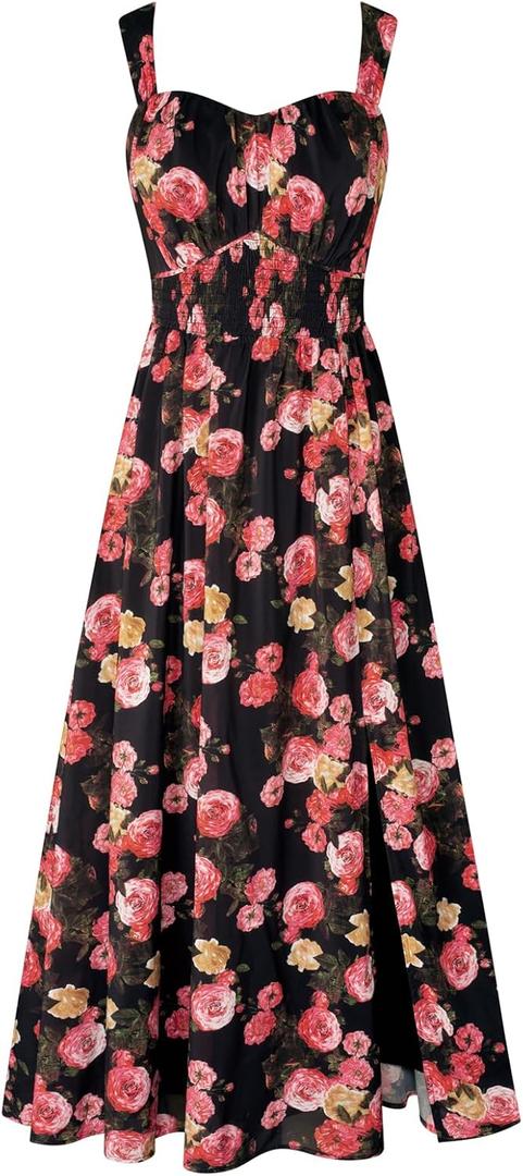 GRACE KARIN 2025 Women's Summer Floral Print Flowy A Line Maxi Dresses Sleeveless Smocked Off Shoulder Dress XL