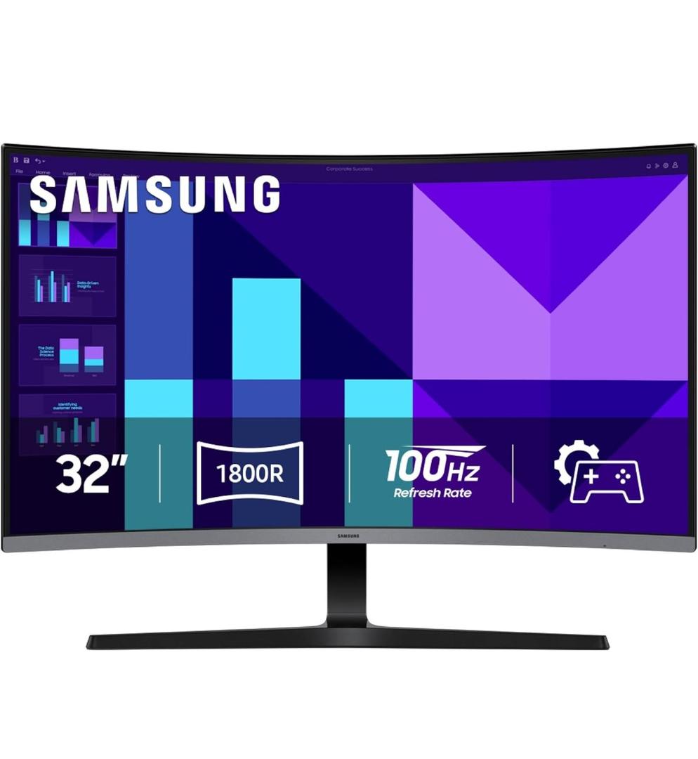 Samsung 32-inch S3 (S39GD) FHD 100Hz Curved Monitor, Game Mode, Eye Saver Mode, Multiple Connectivity with HDMI Port, Built-in Speakers, LS32D39DGANXZA, 2025