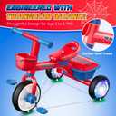 Toddler Tricycle for 1-3 3-5 Years Old Boys Girls, Spider Colorful Lighting Toddler Bike with Adjustable Seat & Removable Basket, Idea Birthday Gift and Toy for Age 1 2 3 4 5 Kids Outdoor Balance