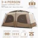 Vidalido Tents，3-4 Person Camping Tent with Extended Vestibule，Weather Resistant Family Tents with Breathable Mesh Windows，Easy Install Waterproof Outdoor Tent for Backpacking and Camping Hiking