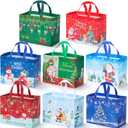COTOPHER 16 Pack Christmas Gift Bags with Handles, Large Reusable Christmas Bags, Non-Woven Shopping Bag for Xmas Gifts Wrapping Holiday Party Supplies, 12.8"9.8"6.7"