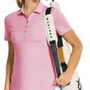 M MAELREG Womens Golf Shirt Short Sleeve 5 Buttons Quick Dry Casual Solid Moisture Wicking Tennis Polo Shirts for Women (M)