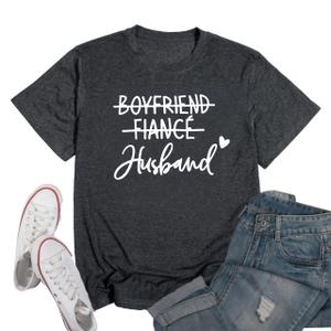 Mens Boyfriend Fiance Husband Shirts - Bridegroom Honeymoon Vacation Tees Valentine Gift Tops (Gray, M)