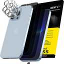 NEW'C 3X Privacy for iPhone 15 Screen Protector (6.1 inches)+ 3X Camera Lens Protector, Sensor Protection, Case Friendly Tempered Glass Film + Dust Plug - Easy Installation Tool Included