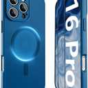 YFEMLAZ Magnetic for iPhone 16 Pro Case,with Screen Protectors X2,Full Camera Protection,Compatible with MagSafe,Translucent Matte,Anti-FingerprintShockproof Protective Phone Case,6.3",Blue