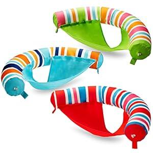 SLOOSH Inflatable Pool Noodle Chair, 3 Packs Pool Floats Noodle Sling Floatie, Swimming Party Floating Chair for Adult Party Summer Water Fun, Stripe