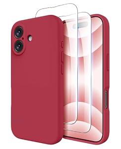 OTOFLY Compatible with iPhone 16 Case, Compatible with MagSafe, Shockproof Magnetic Silicone Case for iPhone 16, [Military Grade Protection] [2 Pack Screen Protectors], Viva Magenta