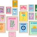 16 PCS Preppy Room Decor, Wall Art Prints for Bedroom, Travel Posters for Room Aesthetic, Wall Collage Kit Pictures for Living Room, Cute Dorm Gallery Home Decor, Preppy Stuff for Teen Girls (11"x14" Unframed, Light pink)