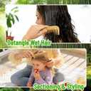 SIMPOR 5 Piece Bamboo Hair Brush Set, Natural Wooden Comb and Detangling Hairbrush for Women, Men and Kids, Scalp Massage Oval Brushes, Wide Tooth and Tail Combs for Wet, Dry, Thick, Curly Hair
